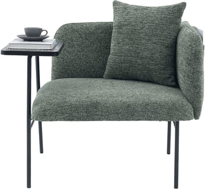 Smaragdgroene Chenille Fauteuil - Moderne Eenpersoonsstoel Met Bijzettafel - Twee Opbergvakken - 250kg Draagvermogen - Woonkamer - 86x72x71cm - Smaragdgroen