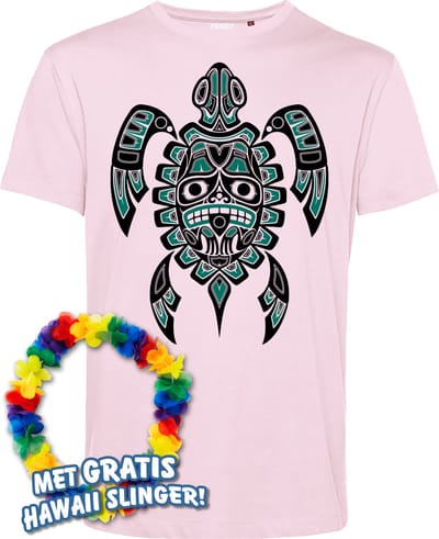T-shirt Nesian Trible Turtle | Toppers in Concert 2024 | Club Tropicana | Hawaii Shirt | Ibiza Kleding | Lichtroze | maat XS