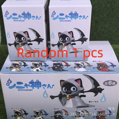 Met de zeis van de Dood Kat Blind Box Kat Figuur Speelgoed Blind Zakje Bureau Ornament Decoratie Fans Kinderen Kerstcadeau gray