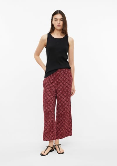 Hoog taille met patroon wijde broek met elastische taille voor dames s.Oliver