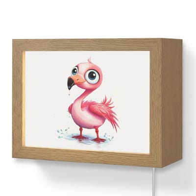 Wandlamp 20x15 cm - Oplaadbaar - Flamingo - Roze - Water - Wandlampen binnen woonkamer - Slaapkamer lamp met kabel - Decoratieve nachtlamp - Vloerlamp snoer