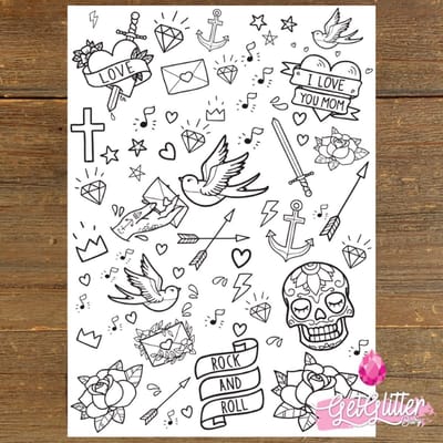 GetGlitterBaby® - Henna Plak Tattoos / Tijdelijke Tattoo / Nep Tatoeage / Fake Festival Tattoes / Temporary Face Body Glitter Tattoo Sticker - Vintage