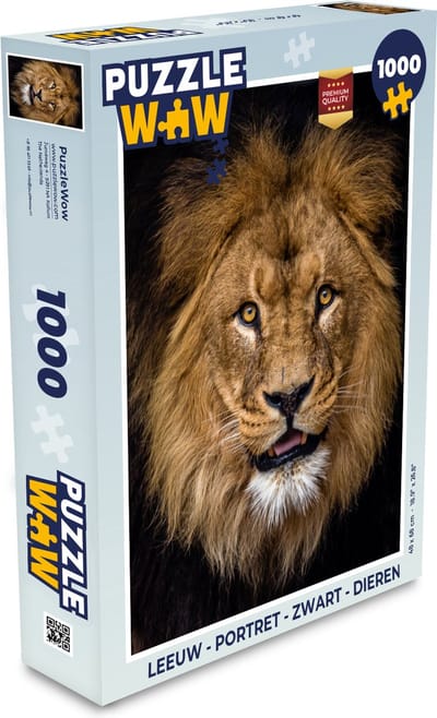 Puzzel Leeuw - Portret - Zwart - Dieren - Legpuzzel - Puzzel 1000 stukjes volwassenen