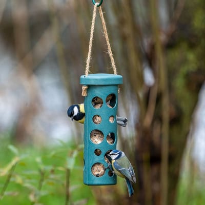 CJ Wildlife Vetbolhouder voor Vogels - Rome - Mezenbolhouder - Veilig eten voor Kleine Tuinvogels - Voor 4 vetbollen - Plantbased - Blauw