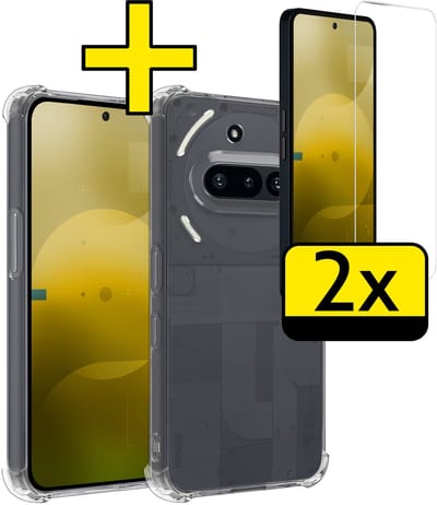 Hoesje - Met Screenprotector - 2 Stuks - Geschikt voor Nothing Phone (3a) - Sterk & Shockproof - Siliconen Case - Back Cover - Telefoon Hoes - Shock Proof - Telefoonhoesjes - Transparant