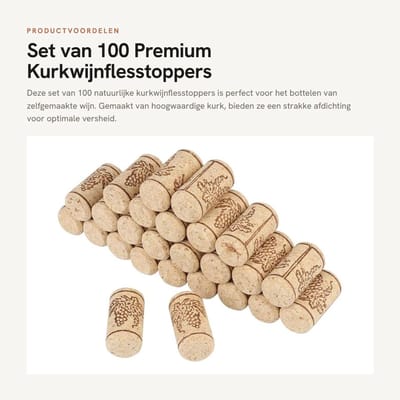 Dailygoods- Kurkwijnflesstoppers 50 Stuks - Natuurlijke Kurk - Houten Kurken - Afdichting - 22 mm / 44 mm - Superieure Kwaliteit