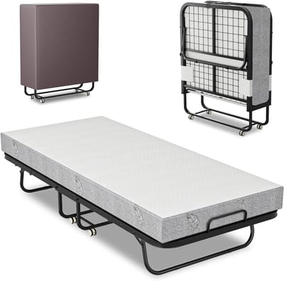 Opklapbed - Logeerbed - Ruimte Besparen - Stabiel Metalen Frame - 90x200 cm - Zwart