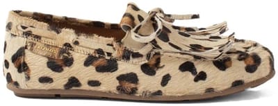 Lazamani hairy leren loafers met luipaardprint