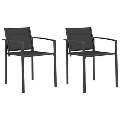 vidaXL - Tuinstoelen - 2 - st - Zwart - en - Anthraciet - Textileen - stof