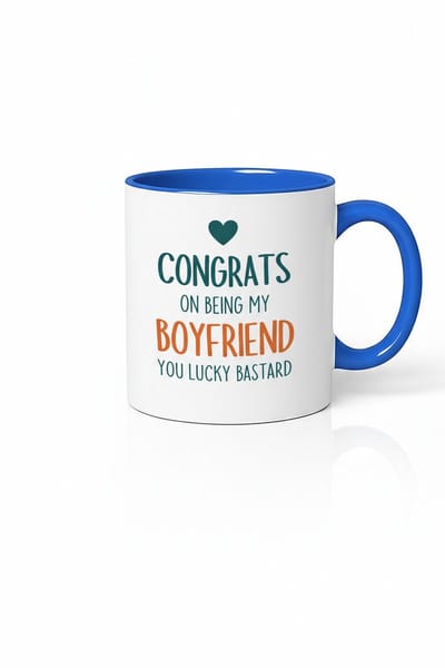 Grappige Mok voor Vriend | 'Congrats on Being My Boyfriend You Lucky Bastard' | Uniek Cadeau Vriendje