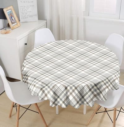 Rond Tafelkleed Velvet Ø140cm - Creme Ruit - Luxe Tafellaken - Tafelkleden - Tafellaken