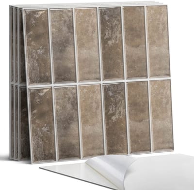 Coloray Wandpanelen Zelfklevend - Verticale tegelribben Zelfklevende Wandpanelen - 50 cm x 50 cm - Bruin Wandpaneel PVC - 5 stuks - Texturen Wandpanelen Zelfklevend - Wandbord Keuken - Wandpaneel Badkamer