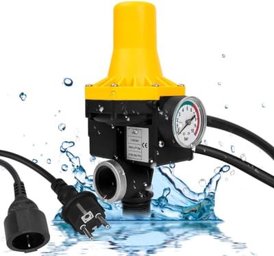 Elektronische Drukschakelaar - tot 10 Bar - Voor Waterpomp - Pomp Controle - Start en stopt de pompfunctie - Pompbesturing - Droogloopbeveiligingssysteem - Geel