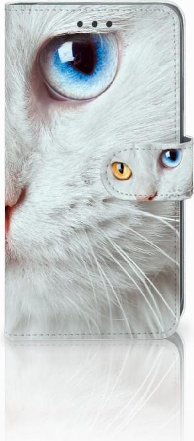 Apple iPhone Xr Telefoonhoesje met Pasjes Witte Kat