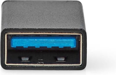 Nedis USB-C Adapter - USB 3.2 Gen 1 - USB-C Male - USB-A Female - 5 Gbps - OTG - Rond - Vernikkeld - Zwart - Doos
