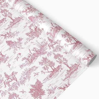 Inpakpapier Rol - Decoratief Papier - Cadeau Verpakken - Rustiek Frans Dorp - 17 x 33 voet - Wit Roze