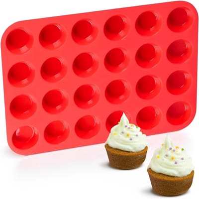 EXCITAT Cakevorm - Bakvorm - 24 gaten - Antiaanbak - Geschikt voor muffins, cakes - Rood