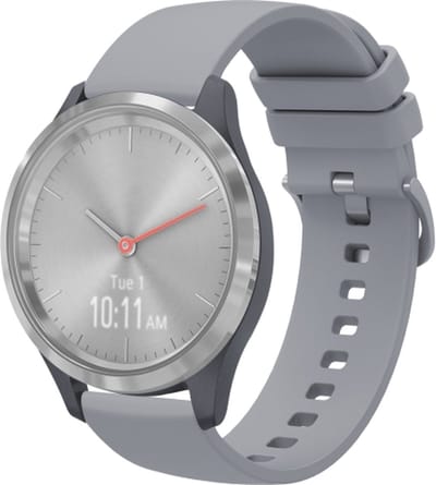 By Qubix - Geschikt voor Garmin bandje - 18mm - Geschikt voor Garmin Venu 3s / Vivoactive 4s / Venu 2s / Vivomove 3s / Forerunner 255s / 265s - Soft siliconen bandje - Grijs
