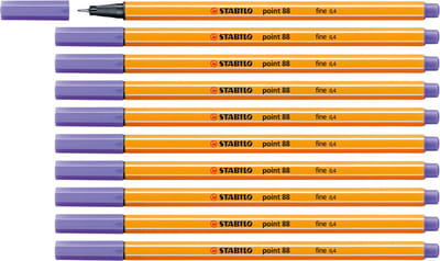 STABILO point 88 - Premium Fineliner - Fine 0,4 mm - Licht Lila - Doos 10 Stuks