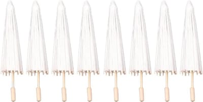 8 stuks papieren parasols 40 cm - witte tafeldecoratie voor bruiloften en feesten