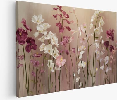 Saammp Muurcirkel Hout - Beige Bloemen met oranje- Natuur - Abstract - Ø 90 - Wandcirkel - Wanddecoratie Cirkel - Modern Interieur - Woonkamer Decoratie