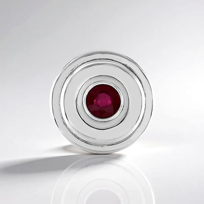 Cavill - Zilveren Hanger - 925 Sterling Zilver Geplatineerd - 1,113 ct Madagaskar Bemainty Robijn Rond - Elegante Dames Sieraad 19x19 mm