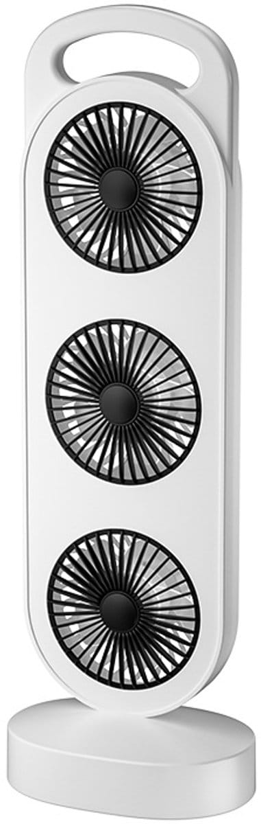 VHV-Tafelventilator met 3 Koppen - Krachtige Luchtcirculator met USB - Oplaadbare Bureauventilator - Stille Draagbare Ventilator voor Studentenkamer, Slaapkamer, Kantoor en Outdoor Camping