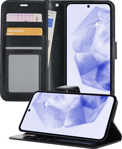 Hoesje - Geschikt voor Samsung Galaxy A35 - Luxe Bookcase - Walletcase Hoes - Portemonnee - Cover - Telefoonhoes - Zwart