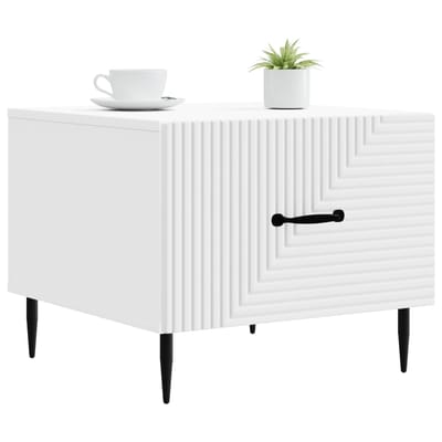 vidaXL - Salontafel - met - lade - Wit - 49 - x - 50 - x - 40 - cm - Bewerkt - hout