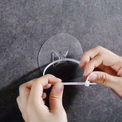 Meuble Suspendu Sans Percage, Sangles Crochets Antidérapantes, Serre-Câbles et Crochets Adhésifs Invisibles, 6 Autocollants de Fixation + 6 Sangles 1 pack transparent