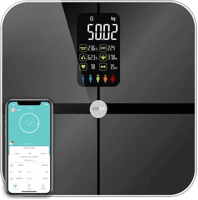 Casa Living Weegschaal - Personenweegschaal - Digitale Bluetooth Lichaamsanalyse - BMI & Vetmeter - LCD Display - App Koppeling