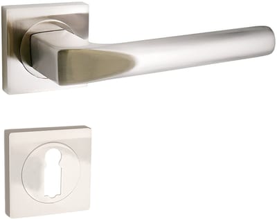 Domino® Deurkrukgarnituur CONO-QR - Nikkel - BB- gladde sleutel met Rozette - Deurbeslag van aluminium - Deurklink voor kamerdeur, kantoordeur, kelderdeur en binnendeur