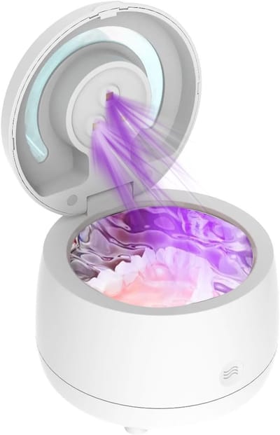 Ultrasone Retainer Cleaner, 3-Minuten Diepe Schone Ultrasone Kunstgebit Cleaner Machine, One-Touch Operatie Ultrasone Reiniger voor Retainers, Mondbeschermers, Beugels, Tandenborstelkoppen
