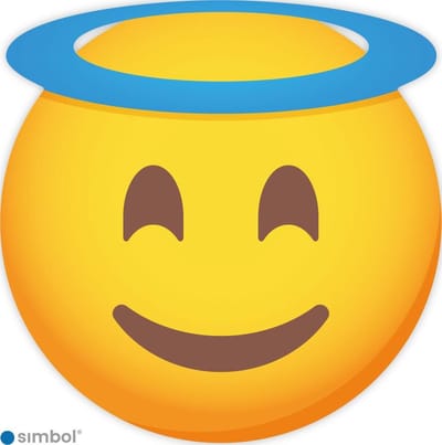 Simbol - Sticker Emoticon Saint - Sticker Emoticon Engel - Sticker Emoticon Met Aureool - Kliko - Container - Duurzame Kwaliteit - Formaat ø 5 cm.