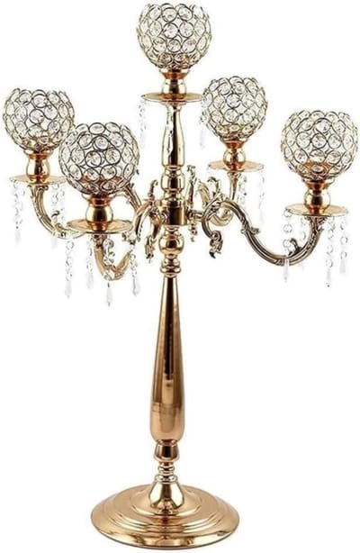 Kandelaar Kristal - Kaarsenhouder Decoratief - Sfeerverlichting Creëren - 5-Armig Ontwerp - 10x10x10 mm - One Color