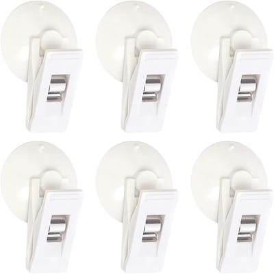 6 stuks witte haken met zuignappen vaste clips transparante autoclips - parkeerkaartclips - zuignap-klem - parkeerkaarthouder