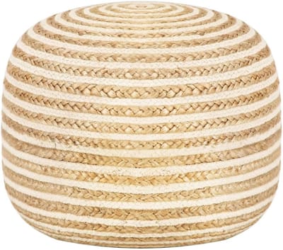 Handgemaakte Poef - Voetenbank Zitzak - Ontspannen Zitten - Gevlochten Jute - 45 x 30 cm - Natuurlijk
