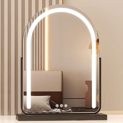 Make-up Spiegel - Verlichte Spiegel - Aanbrengen Make-up - 3 Kleuren Dimbaar - 50x70 cm - Zwart