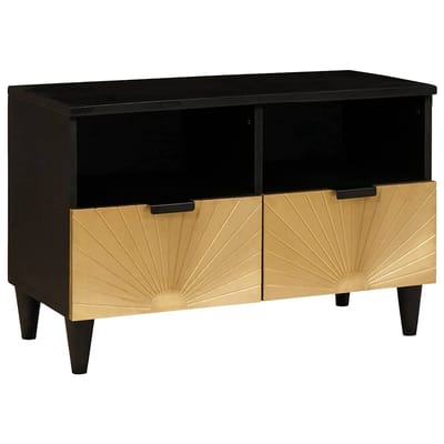 vidaXL - TV - Kast - Zwart - en - Goud - 70 - x - 33 - x - 46 - cm - Bewerkt - hout