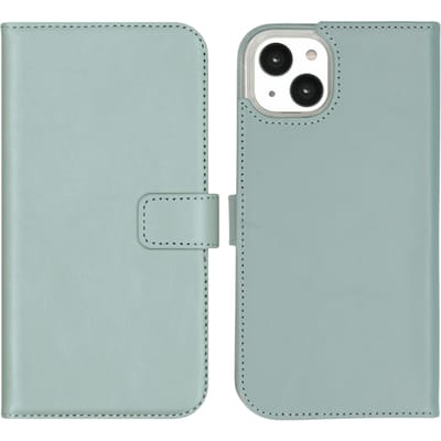 Selencia iPhone 14 Plus Leren Portemonnee Hoesje Lichtblauw