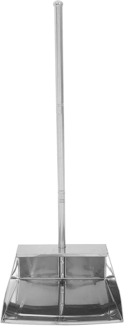 Stofblik met steel - Stoffer en blik - Efficiënt schoonmaken - Roestvrij staal - 73 cm - Zilver