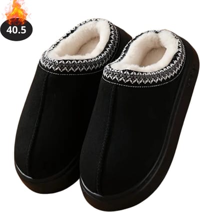 Nivard Warme Pantoffels - Sloffen - Slippers - Dames - Heren - Pluche - Maat 40.5 - Zwart