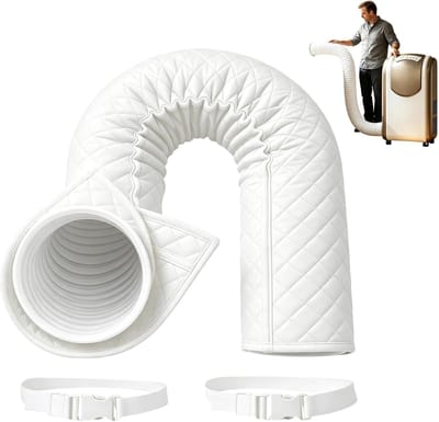 Isolerende Airco Slanghoes -Afdekking voor ventilatiekanaal met bevestigingsbanden – Geschikt voor afvoerslangen van 5–5,9 inch - 150 × 52 cm - Geschikt voor Diameter 12,7 cm - Voor Afvoerslang - Eenvoudig Te Installeren - Thermische Isolatie - Wit