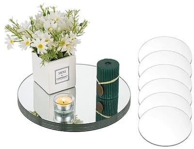 Decoratieve Kaarsenhouders Set van 12 met Rond Spiegelplateau - 25 cm - Voor Trouwfeest en Bruiloft