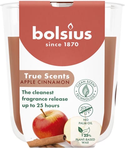 6 stuks Bolsius geurglas appel kaneel - apple cinnamon geurkaarsen 80/73 (25 uur) True Scents