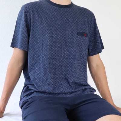 Paul Hopkins Heren Shortama - Pyjama Set - Geprint Dessin - Blauw - Maat S