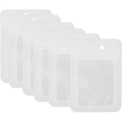 100 stuks Hersluitbare Zak met Rits Helder Venster Gealuminiseerd Mat Zegelbare Verpakkingszak Wit 2,8 X 3,9 inch 7 X 10cm white