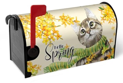 Magnetische Brievenbushoezen Groot Formaat met Gouden Bloemen en Kat voor Tuin en Boerderij