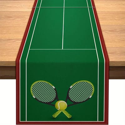 Zomer Tennisbaan Patroon Linnen Tafel Runner Sportfeest Decor Wasbare Keuken Eettafel Runners Commode Sjaal Woondecoratie 150x33cm blue