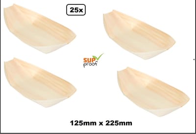 25x Amuse bootje hout 220mm x 115mm - Amuse tapas snacks punt zak kerst restaurant diner festival feest party